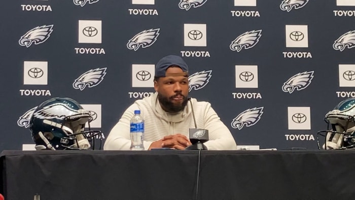 Kyzir White introduced to Eagles media on April 5, 2022